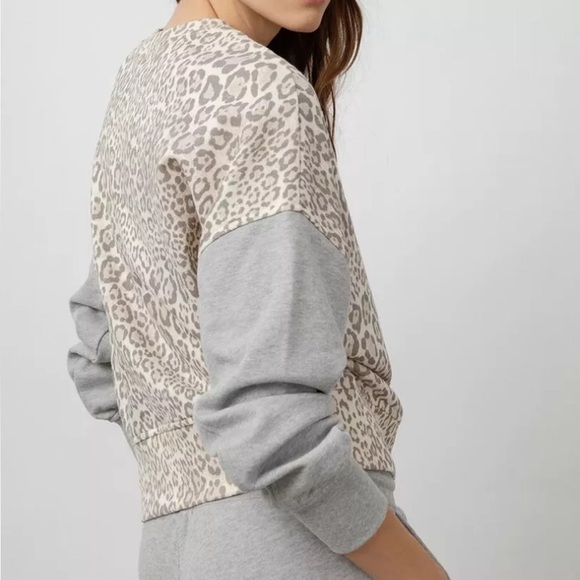 Rails Alice Mixed Grey Cheetah Print Cotton Blend Crewneck Sweatshirt Pullover - Picture 3 of 14